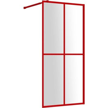 vidaXL-Inloopdouchewand-transparant-90x195-cm-ESG-glas-rood