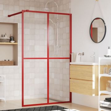 vidaXL-Inloopdouchewand-transparant-140x195-cm-ESG-glas-rood