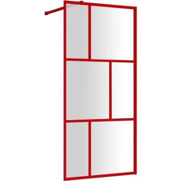 vidaXL-Inloopdouchewand-transparant-90x195-cm-ESG-glas-rood