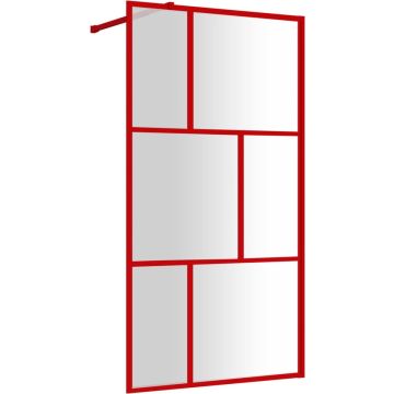 vidaXL-Inloopdouchewand-transparant-115x195-cm-ESG-glas-rood