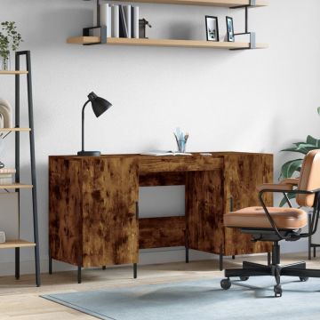 vidaXL Bureau 140x50x75 cm bewerkt hout gerookt eikenkleurig