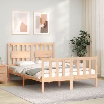 vidaXL Bedframe met hoofdbord massief hout 140x190 cm