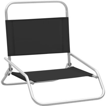 Maison Exclusive - Strandstoelen 2 st inklapbaar stof zwart