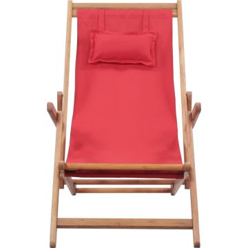 Maison Exclusive - Strandstoel inklapbaar stof en houten frame rood