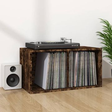 Furniture Limited - Opbergbox voor LP's 71x34x36 cm bewerkt hout gerookt eikenkleur