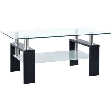 Furniture Limited - Salontafel 95x55x40 cm gehard glas transparant en zwart
