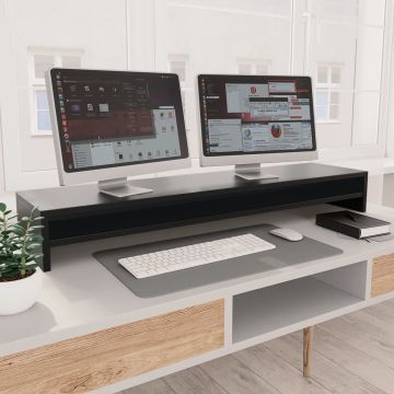 Furniture Limited - Monitorstandaard 100x24x13 cm bewerkt hout zwart