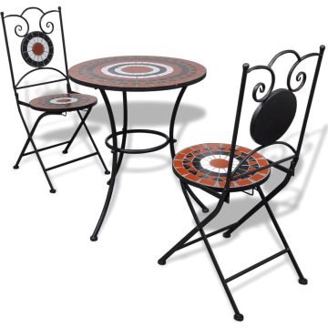 Furniture Limited - 3-delige Bistroset keramische tegel terracotta en wit