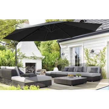 Furniture Limited - Zweefparasol met dubbele bovenkant 400x300 cm zwart