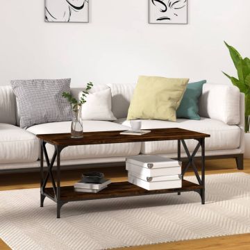 Furniture Limited - Salontafel 100x45x45 cm bewerkt hout en ijzer gerookt eiken
