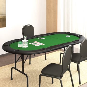 Furniture Limited - Pokertafel voor 10 spelers inklapbaar 206x106x75 cm groen