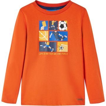 vidaXL-Kindershirt-met-lange-mouwen-voetbalprint-140-oranje