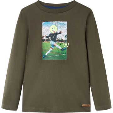 vidaXL-Kindershirt-met-lange-mouwen-voetbalspelerprint-140-kakikleurig