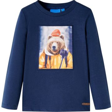 vidaXL-Kindershirt-met-lange-mouwen-berenprint-128-gemêleerd-marineblauw