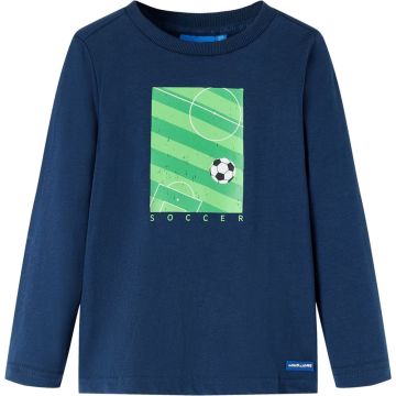 vidaXL-Kindershirt-met-lange-mouwen-voetbalveldprint-104-marineblauw