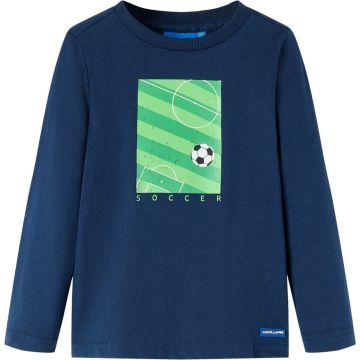 vidaXL-Kindershirt-met-lange-mouwen-voetbalveldprint-140-marineblauw