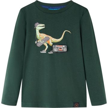 vidaXL-Kindershirt-met-lange-mouwen-dinosaurusprint-128-donkergroen