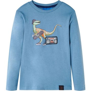 vidaXL-Kindershirt-met-lange-mouwen-dinosaurusprint-116-medium-blauw