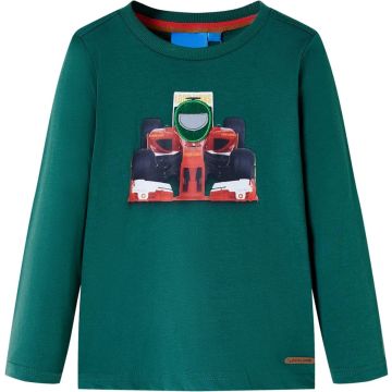 vidaXL-Kindershirt-met-lange-mouwen-racewagenprint-92-groen