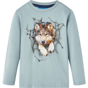 vidaXL-Kindershirt-met-lange-mouwen-wolvenprint-128-lichtblauw