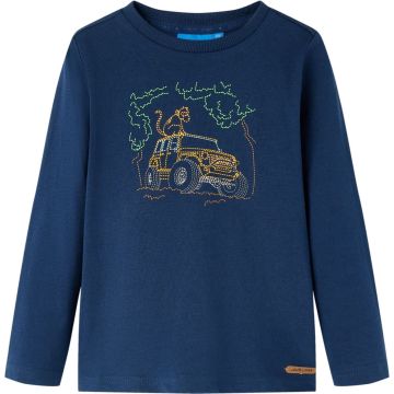 vidaXL-Kindershirt-met-lange-mouwen-terreinwagenprint-92-marineblauw