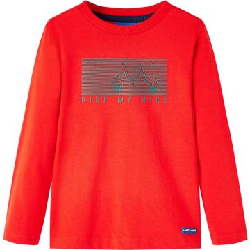 vidaXL-Kindershirt-met-lange-mouwen-fietsprint-92-rood