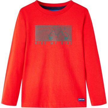 vidaXL-Kindershirt-met-lange-mouwen-fietsprint-104-rood