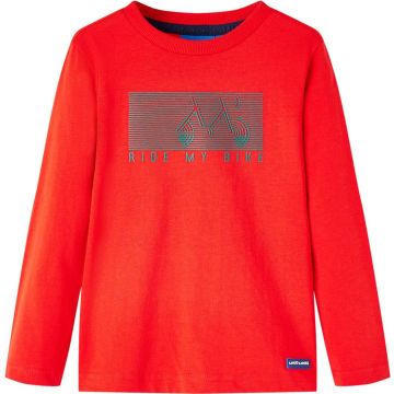 vidaXL-Kindershirt-met-lange-mouwen-fietsprint-116-rood