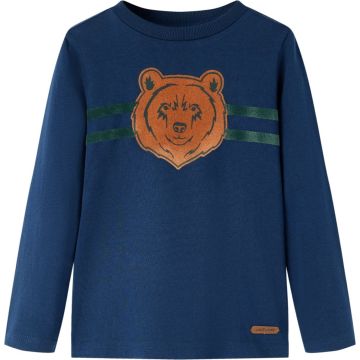 vidaXL-Kindershirt-met-lange-mouwen-berenprint-92-marineblauw