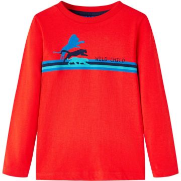vidaXL-Kindershirt-met-lange-mouwen-wilde-dierenprint-128-rood