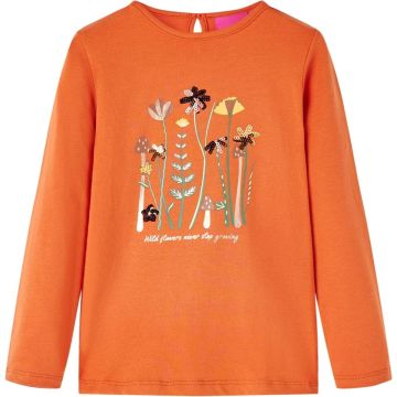 vidaXL-Kindershirt-met-lange-mouwen-bloemenprint-140-oranjebruin