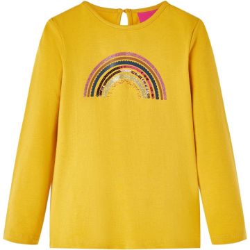 vidaXL-Kindershirt-met-lange-mouwen-regenboogprint-104-okerkleurig