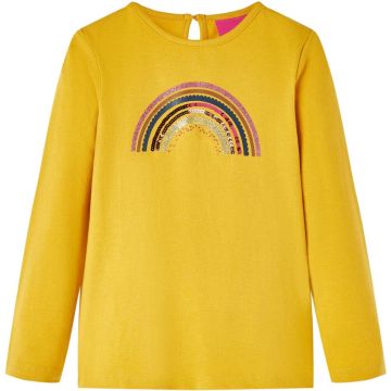 vidaXL-Kindershirt-met-lange-mouwen-regenboogprint-116-okerkleurig