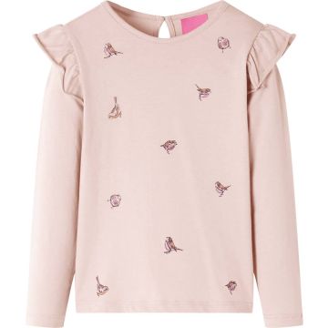 vidaXL-Kindershirt-met-lange-mouwen-mussenprint-116-roze