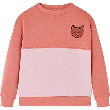 vidaXL-Kindertrui-blokontwerp-en-kattenprint-128-roze