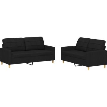 vidaXL-2-delige-loungeset-met-kussens-stof-zwart