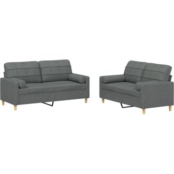 vidaXL-2-delige-Loungeset-met-kussens-stof-donkergrijs