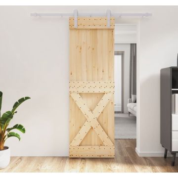 vidaXL Schuifdeur met beslag 70x210 cm massief grenenhout