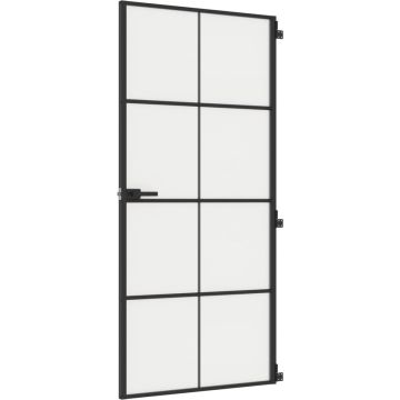 vidaXL-Binnendeur-smal-93x201,5-cm-gehard-glas-en-aluminium-zwart