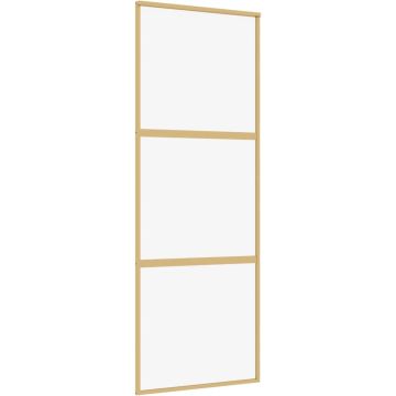 vidaXL-Schuifdeur-76x205-cm-helder-ESG-glas-en-aluminium-goudkleurig