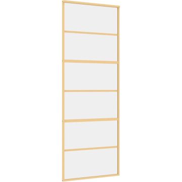 vidaXL-Schuifdeur-76x205-cm-helder-ESG-glas-en-aluminium-goudkleurig