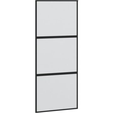 vidaXL-Schuifdeur-90x205-cm-gehard-glas-en-aluminium-zwart