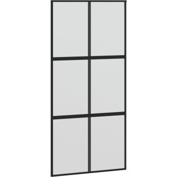 vidaXL-Schuifdeur-102,5x205-cm-gehard-glas-en-aluminium-zwart