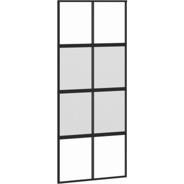 vidaXL-Schuifdeur-90x205-cm-gehard-glas-en-aluminium-zwart