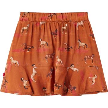 vidaXL-Kinderrokje-met-paardenprint-128-cognackleurig