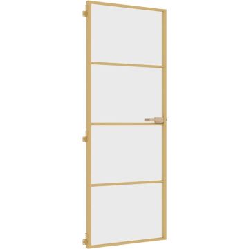 vidaXL-Binnendeur-smal-76x201,5-cm-gehard-glas-en-aluminium-goudkleur