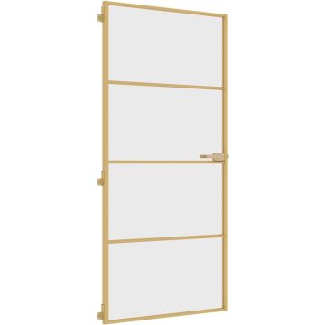 vidaXL-Binnendeur-smal-93x201,5-cm-gehard-glas-en-aluminium-goudkleur