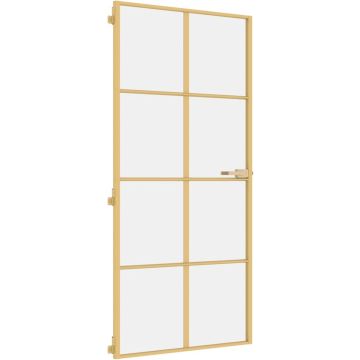 vidaXL-Binnendeur-smal-93x201,5-cm-gehard-glas-en-aluminium-goudkleur