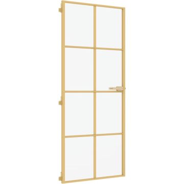 vidaXL-Binnendeur-smal-93x201,5-cm-gehard-glas-en-aluminium-goudkleur