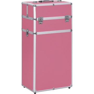 The Living Store Make-up Trolley - Houten Beautycase - 37 x 24 x 74 cm - Roze